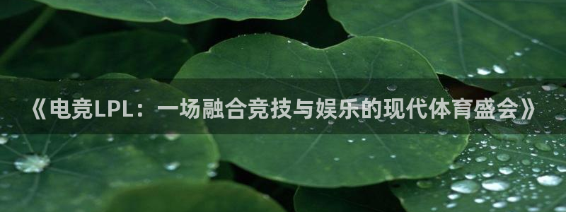 小艾电竞官网：《电竞LPL：一场融合竞技与娱乐的现代体育盛会》